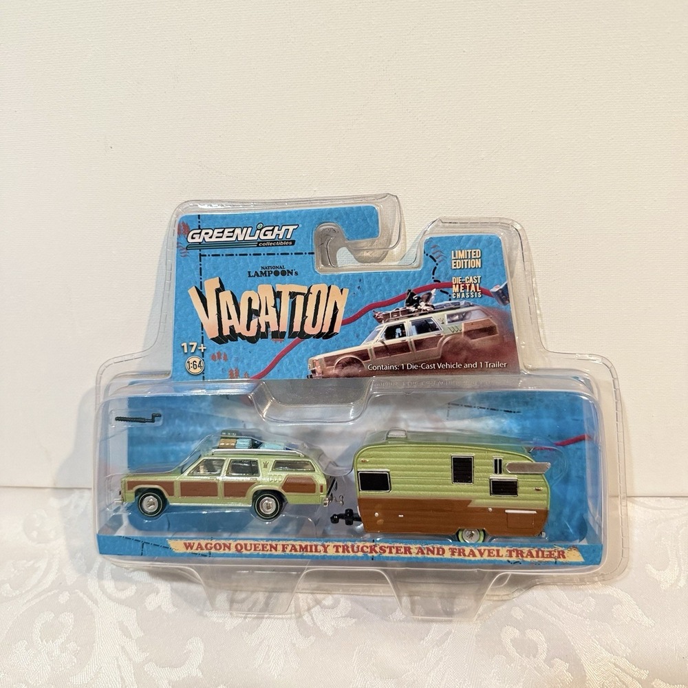 GREENLIGHT 1/64 NATIONAL LAMPOONS VACATION WAGON QUEEN FAMILY TRUCKSTER /TRAILER